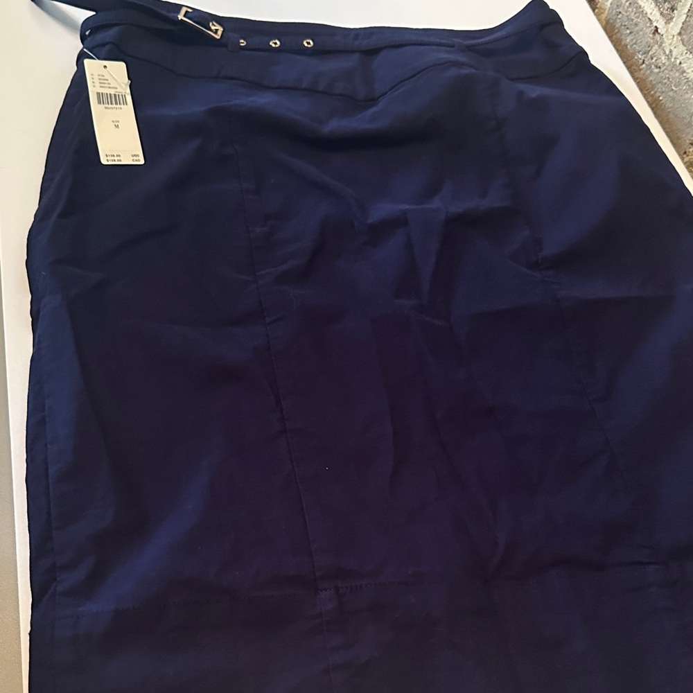 Anthropologie Navy Pencil Skirt with Slim Belt
